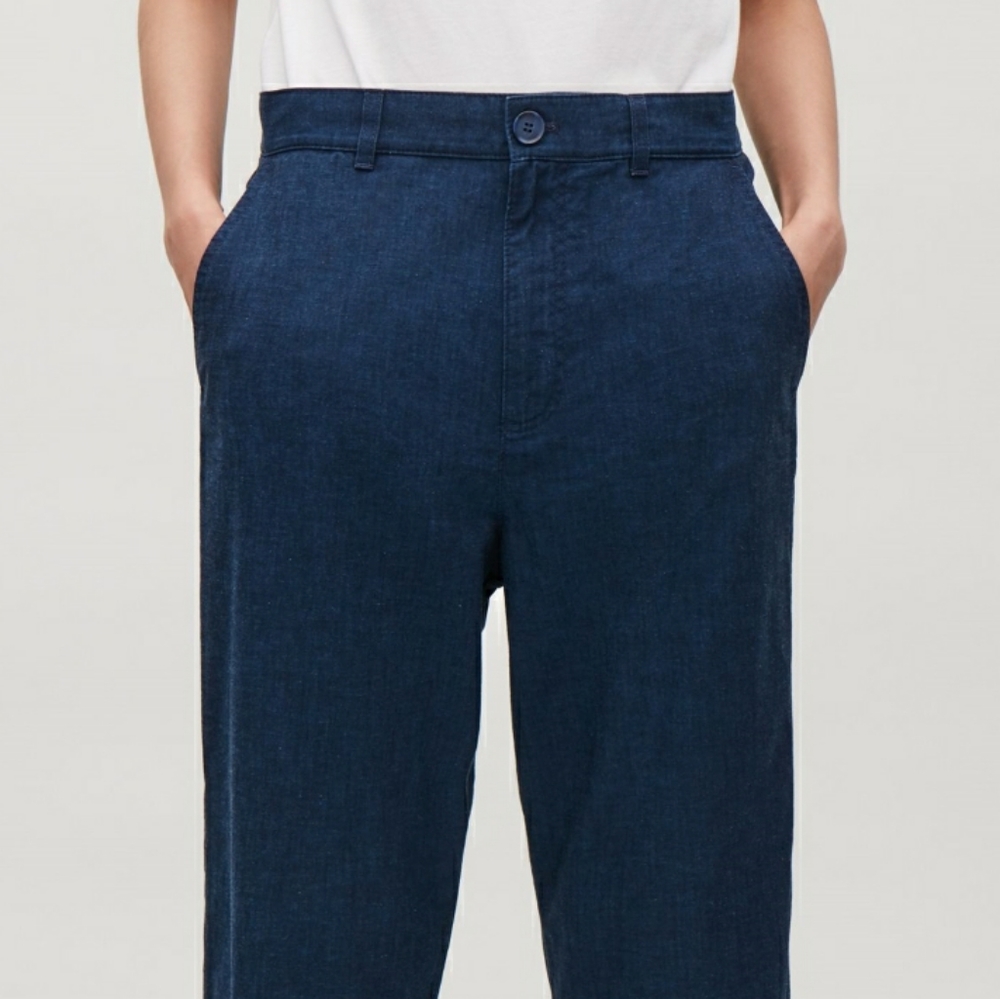 NWT COS Navy Blue Lightweight Relaxed Cotton Chinos - Picture 2 of 4